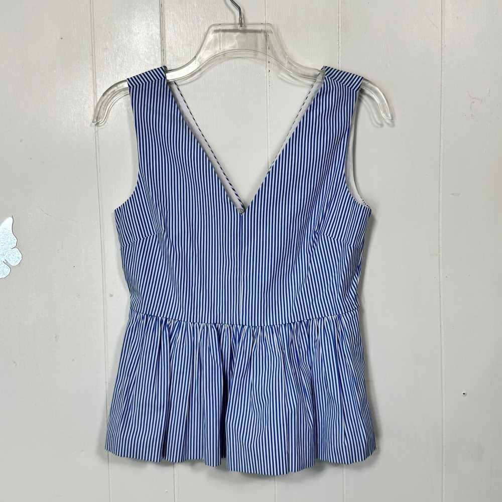 J.Crew Always Blue Striped Peplum Top Sleeveless Size 00 Career Casual